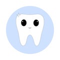 White tooth icon with kawaii eyes. Healthy tooth icon. Vector illustration.