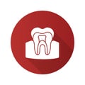 Tooth anatomical structure flat design long shadow glyph icon Royalty Free Stock Photo