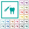 Tooth anesthesia flat color icons with quadrant frames Royalty Free Stock Photo