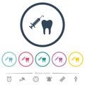 Tooth anesthesia flat color icons in round outlines Royalty Free Stock Photo