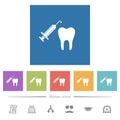 Tooth anesthesia flat white icons in square backgrounds Royalty Free Stock Photo