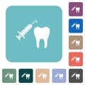 Tooth anesthesia rounded square flat icons Royalty Free Stock Photo