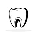 Tooth black icon. Tooth shape symbol. Vector. Tooth icon isolated