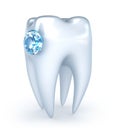 Tooth with blue diamond