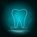 Tooth blue neon vector icon. Simple element illustration from map and navigation concept. Tooth blue neon vector icon. Real estate