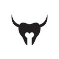Tooth bone with horn logo design, vector graphic symbol icon illustration creative idea Royalty Free Stock Photo