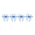 Tooth braces ceramic icon, cartoon style