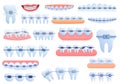 Tooth braces icons set, cartoon style