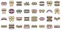 Tooth braces icons set vector flat Royalty Free Stock Photo