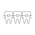 Tooth braces outline doodle icon. Dentistry, stomatology and dental care concept.