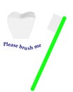 Tooth and tooth brush with text