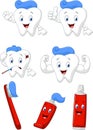 Tooth, brush and tooth paste cartoon character collection