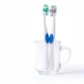 Tooth brush twins in glass