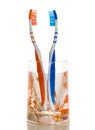 Tooth-brushes in a glass