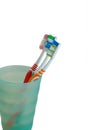 Tooth-brushes in a green glass Royalty Free Stock Photo