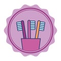 tooth brushes hygiene clean emblem