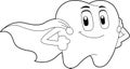 Outlined Cute Superhero Tooth Cartoon Character