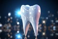 Tooth Care Symbol, Shining tooth icon signifies dental health and protection