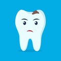 Tooth with caries icon. Unhappy cute tooth character. Caries tooth. Dental personage vector illustration. Illustration for Royalty Free Stock Photo