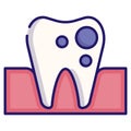 Tooth caries LineColor Royalty Free Stock Photo