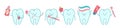 Tooth cartoon dental mascot set orthodontic teeth character mouth cleaning oral hygiene concept