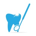 Tooth cavities and Dentist tools icon, dental care icon