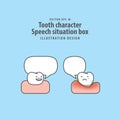 Tooth character with blank Speech situation bubble between good Royalty Free Stock Photo