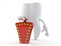 Tooth character pushing quiz button