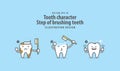Tooth character Step of brushing teeth illustration vector Royalty Free Stock Photo