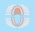 Tooth chart blank illustration vector on blue background. Dental