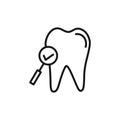 Tooth check thin line icon set