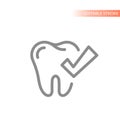 Tooth and checkmark line vector icon