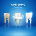 Tooth clean 3d health. Dental realistic dirty whitening. Dentist teeth hygiene isolated medicine template