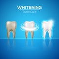 Tooth clean 3d health. Dental realistic dirty whitening. Dentist teeth hygiene isolated medicine template