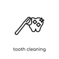 Tooth cleaning icon. Trendy modern flat linear vector Tooth cleaning icon on white background from thin line Dentist collection