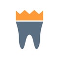 Tooth with crown colored icon. Dental crown, treatment, prevention symbol Royalty Free Stock Photo