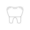 Tooth and crown dental line art icon isolated on white background