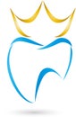 Tooth and crown of gold, tooth and dentist logo