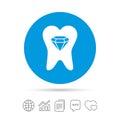 Tooth crystal sign icon. Dental prestige symbol. Royalty Free Stock Photo