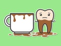 Tooth and cup of coffee.