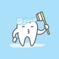 Tooth cute cartoon character shower meaning Brushing clean teeth Royalty Free Stock Photo