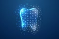Tooth 3d symbol in blue low poly style. Dentistry service, dental design concept vector illustration. Stomatology