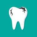 Tooth decay. Caries and disease of tooth. Icon of broken teeth. Flat illustration for care and healthy of teeth and cavity. Ache Royalty Free Stock Photo