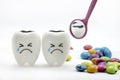 Tooth decay is crying with dental mirror Royalty Free Stock Photo