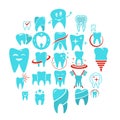 Tooth dental care logo icons set, flat style Royalty Free Stock Photo