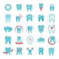 Tooth dental care logo icons set, flat style Royalty Free Stock Photo