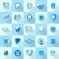 Tooth dental care logo icons set, flat style Royalty Free Stock Photo