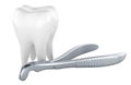 Tooth and dental forceps. Tooth extraction, concept. 3D rendering Royalty Free Stock Photo