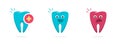 Tooth dental happy smile and sad pain ache cartoon cute funny character for kids children dentistry logo vector icon graphic Royalty Free Stock Photo