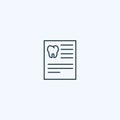 Tooth dental record check list line icon. Medical document